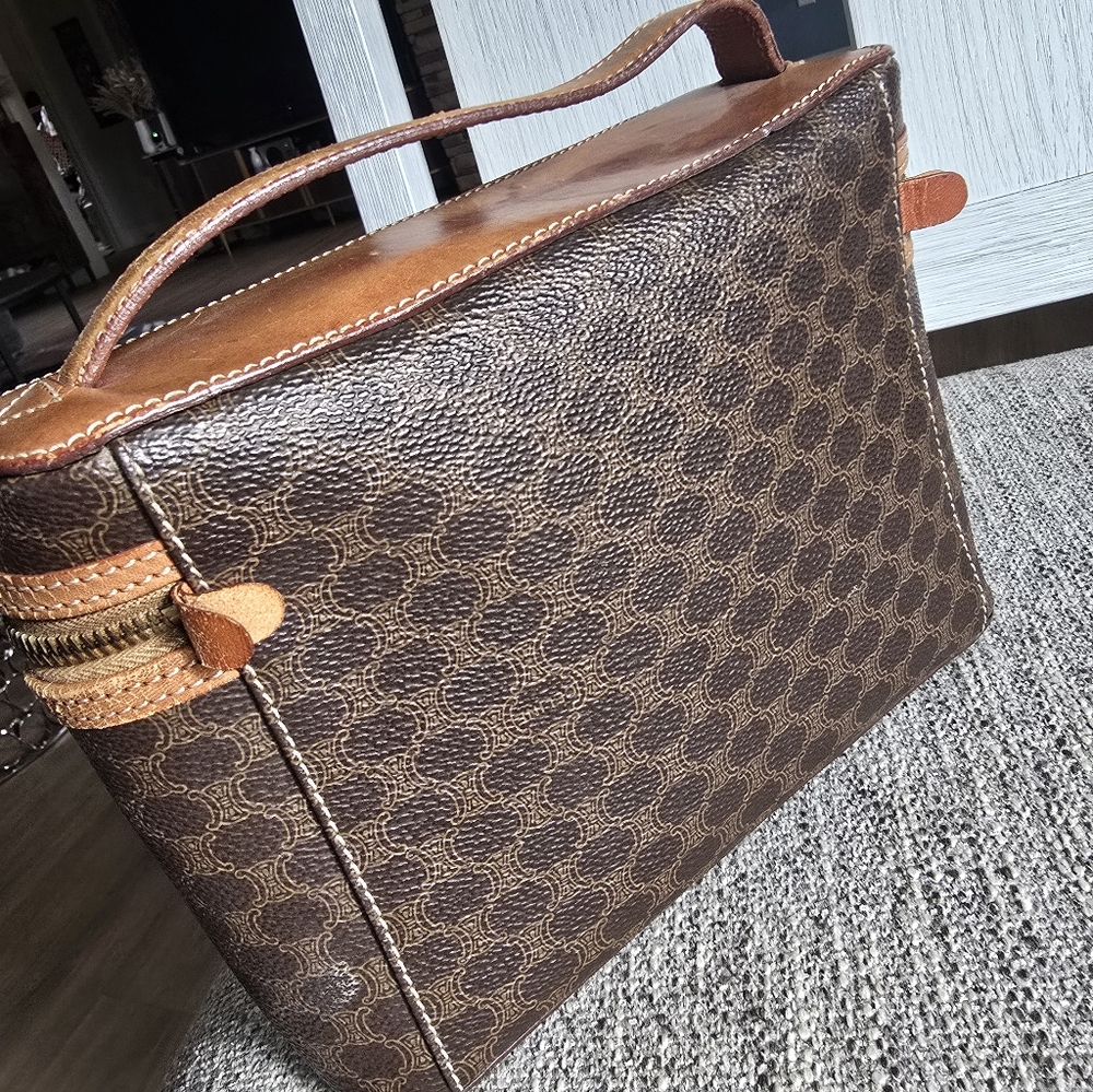 Authentic Celine Brown and Tan Coated Canvas Vanity Handbag - Picture 7 of 15